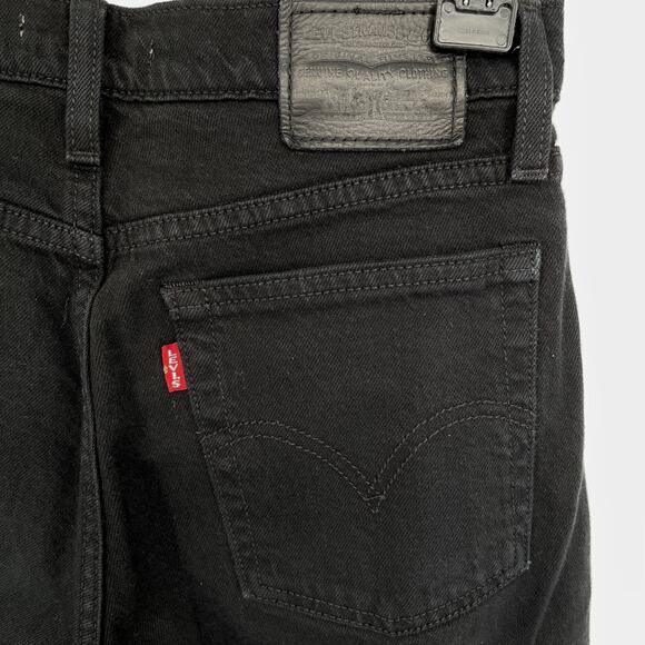 Levi's Premium Wedgie Straight Jeans Womens Sz 25 Button Fly Black Denim - Picture 6 of 8